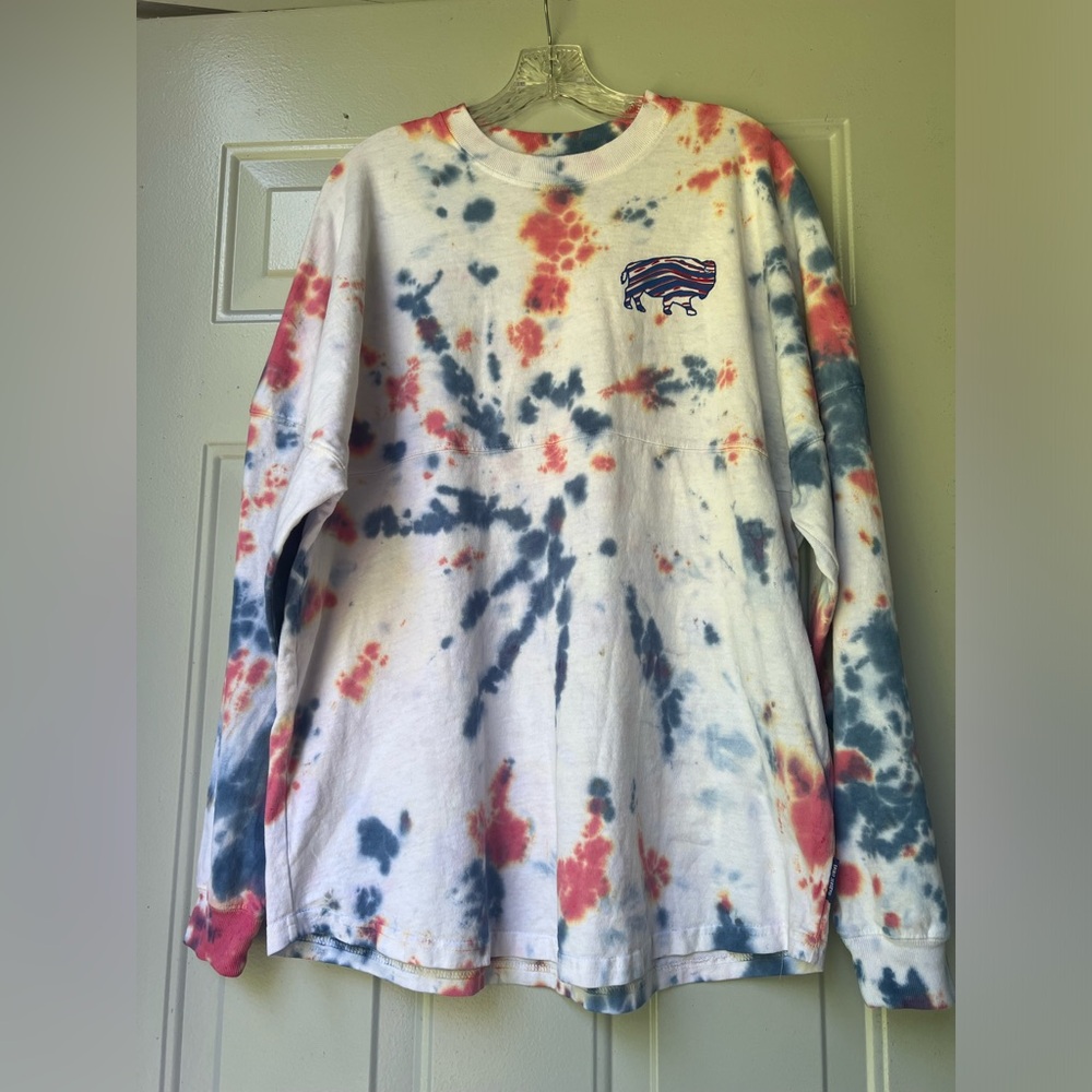 Spirit Jersey Buffalo Bills tie/splatter dye crewneck sweatshirt Womens size Med